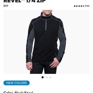 Kuhl Men's Rebel 1/4 Zip Black and Steel Fleece Sweater